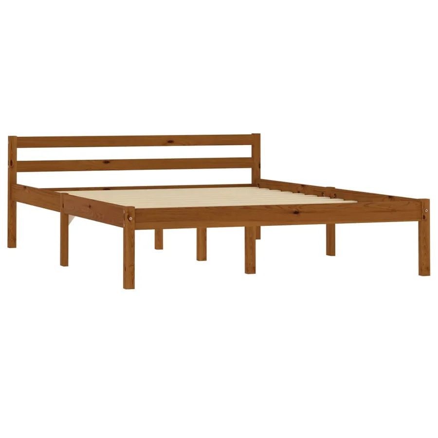 Cadre de lit sans matelas marron miel pin massif 120x200 cm - 2
