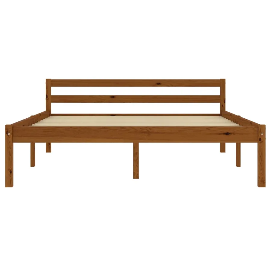 Cadre de lit sans matelas marron miel pin massif 120x200 cm - 3
