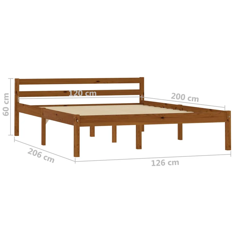Cadre de lit sans matelas marron miel pin massif 120x200 cm - 7