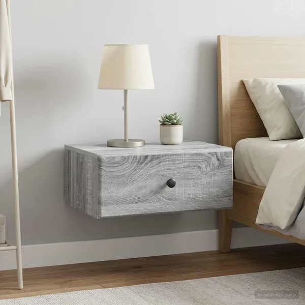 Cabinet de chevet mural 2 pcs Sonoma gris 49 x 34,5 x 20 cm