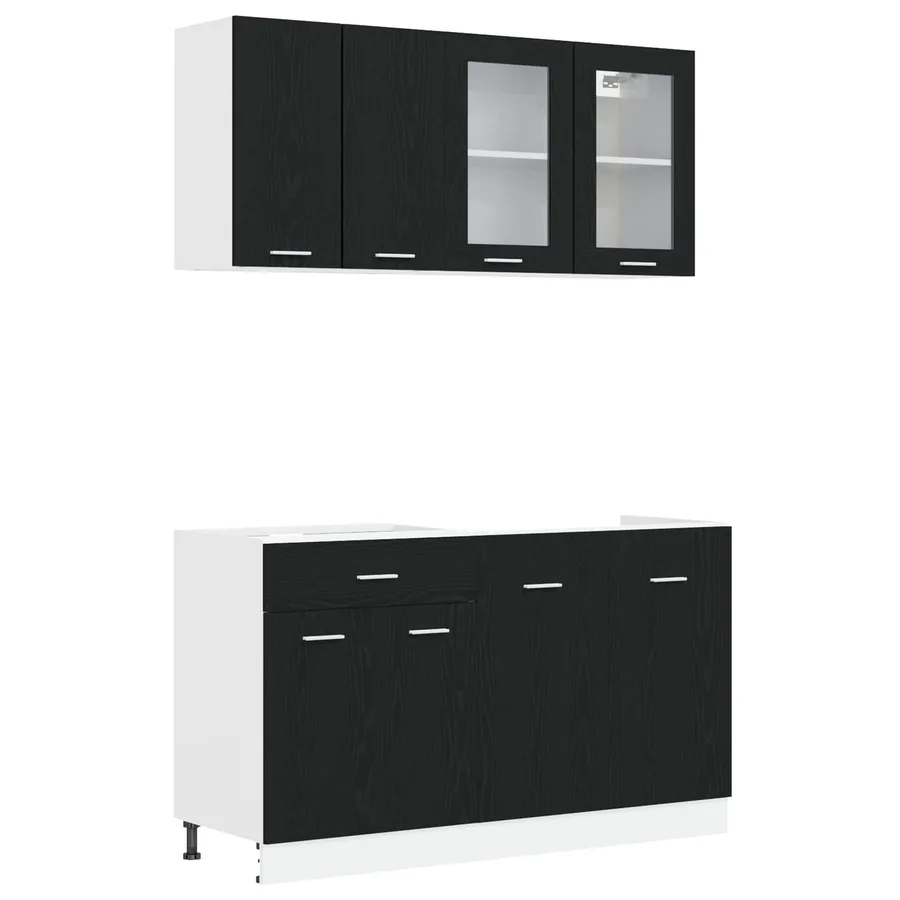 Unité de cuisine LYON 4 pcs Chêne noir Bois d'ingénierie - 2