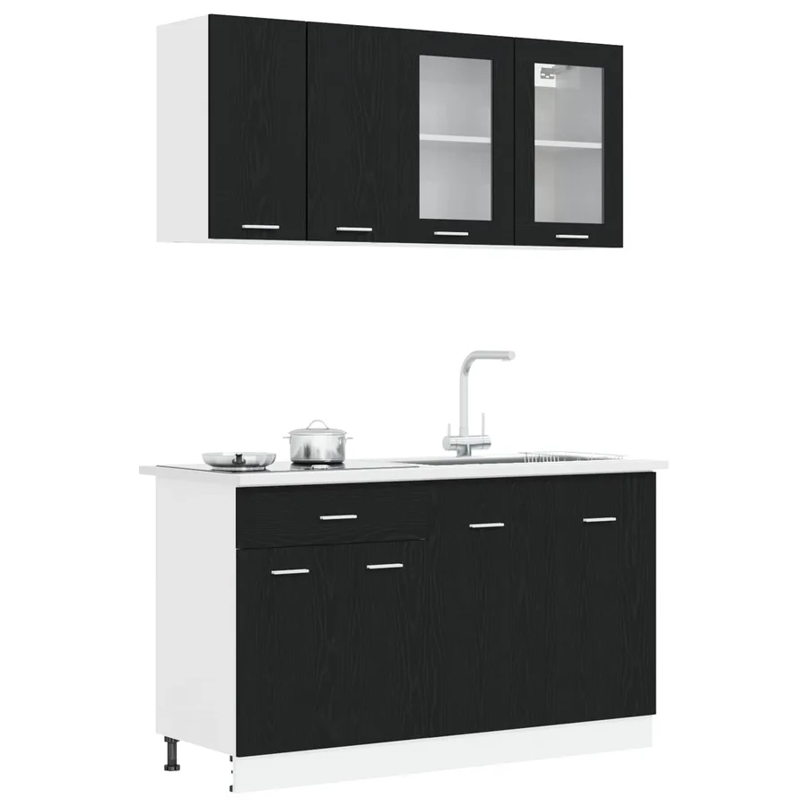 Unité de cuisine LYON 4 pcs Chêne noir Bois d'ingénierie - 3