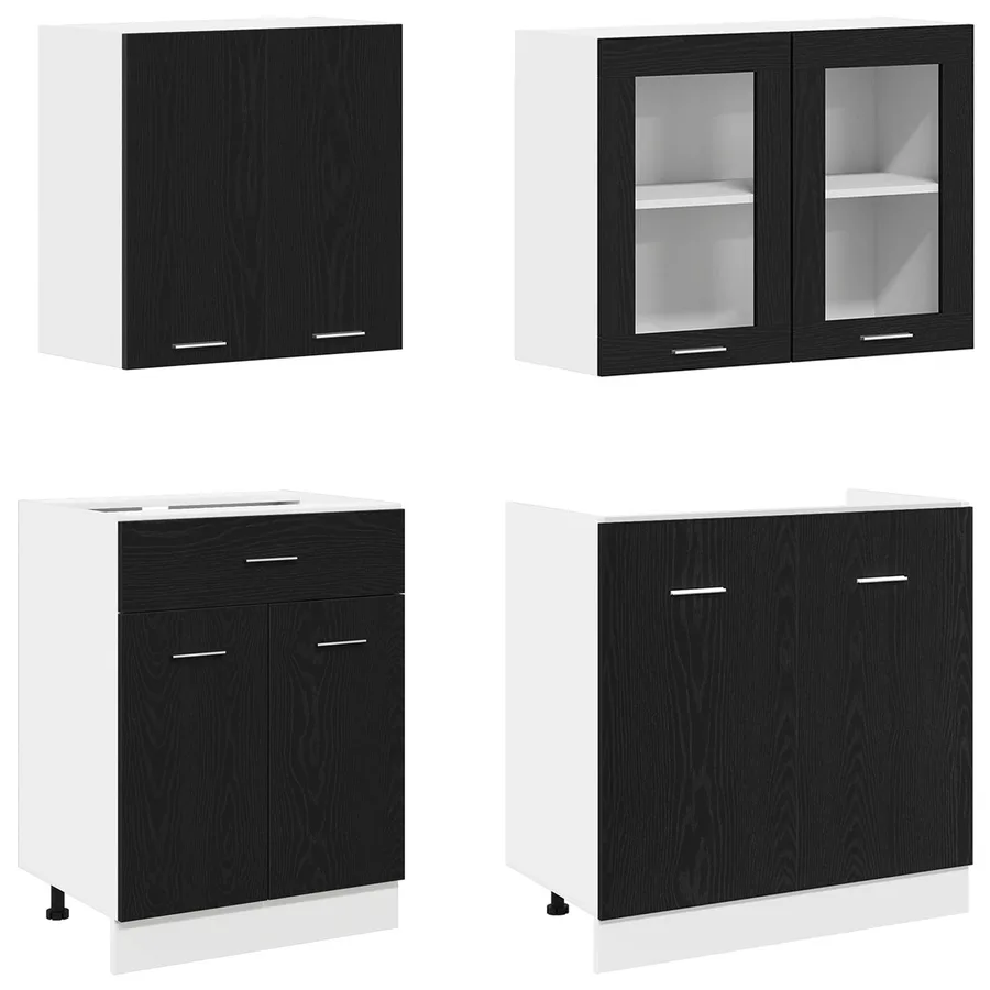 Unité de cuisine LYON 4 pcs Chêne noir Bois d'ingénierie - 4