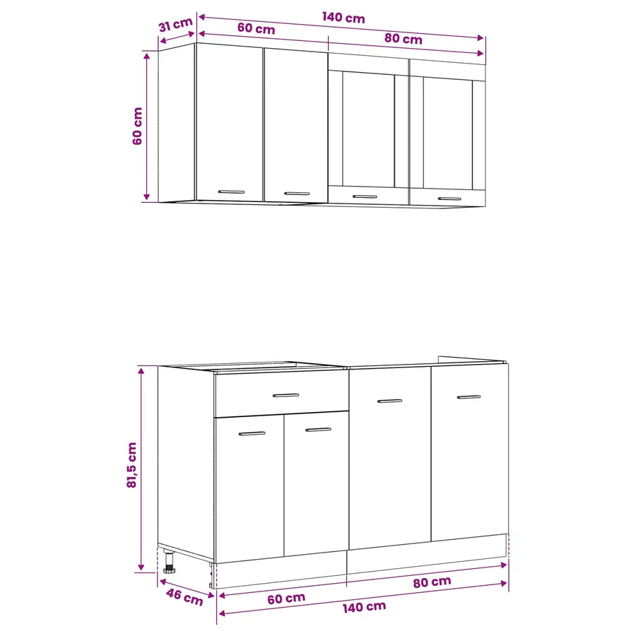Unité de cuisine LYON 4 pcs Chêne noir Bois d'ingénierie - 9