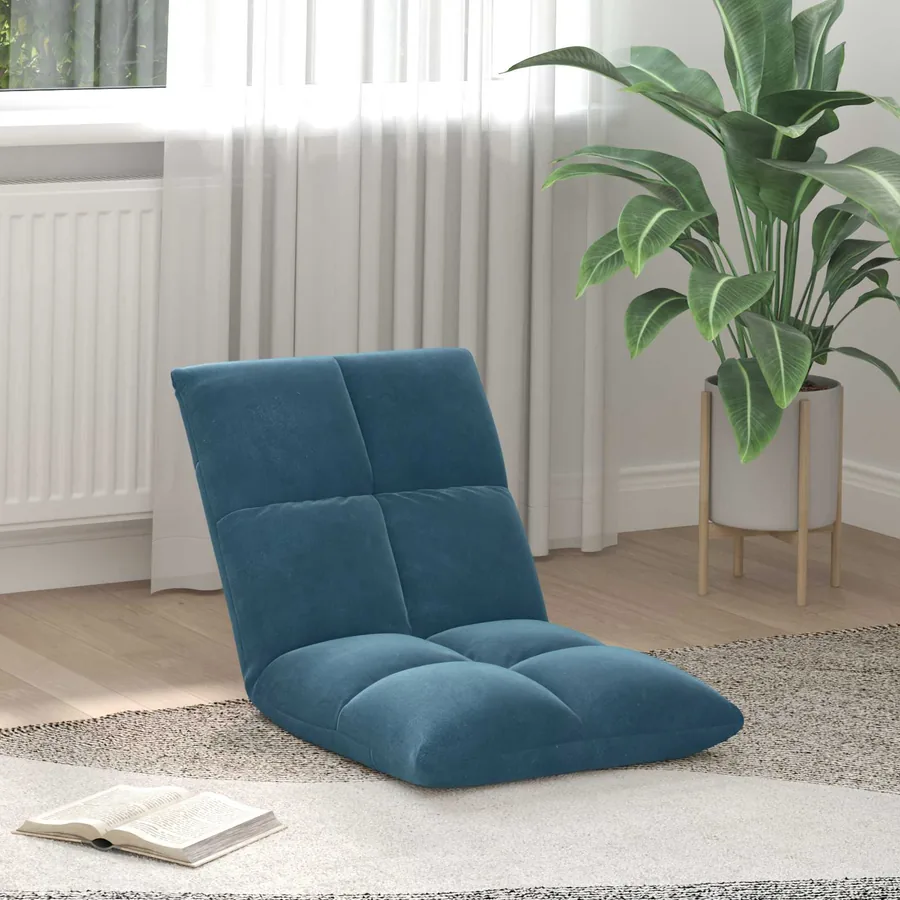 Fauteuil de sol ajustable Bleu Velours