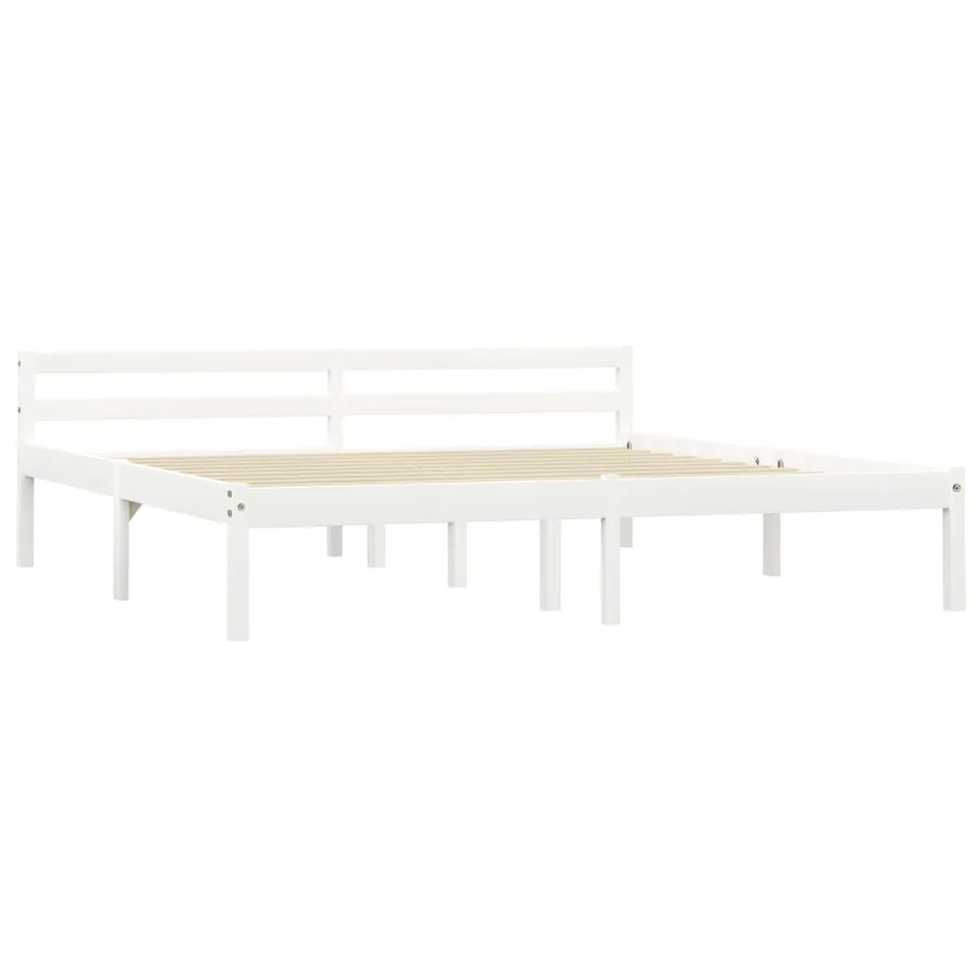 Cadre de lit sans matelas blanc bois massif de pin 180x200 cm - 2