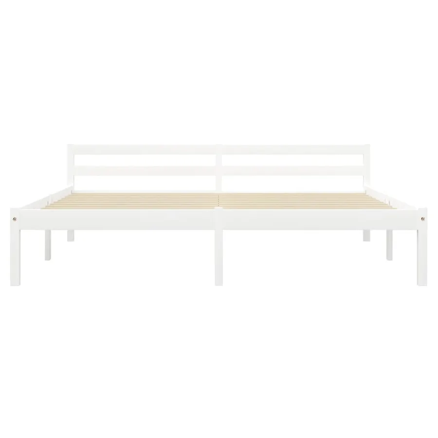 Cadre de lit sans matelas blanc bois massif de pin 180x200 cm - 3