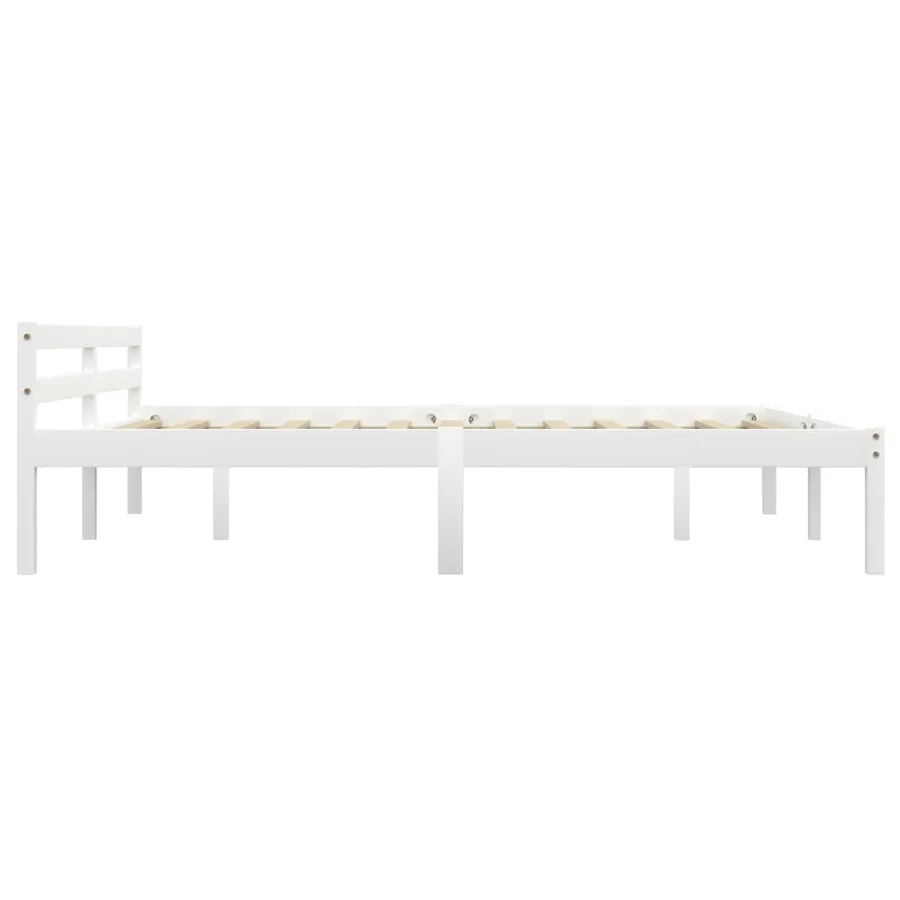 Cadre de lit sans matelas blanc bois massif de pin 180x200 cm - 4