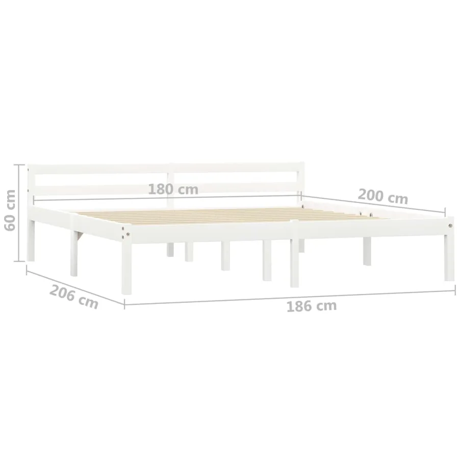 Cadre de lit sans matelas blanc bois massif de pin 180x200 cm - 7