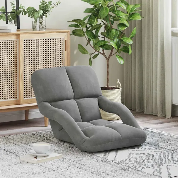Fauteuil de sol ajustable Gris foncé Velours