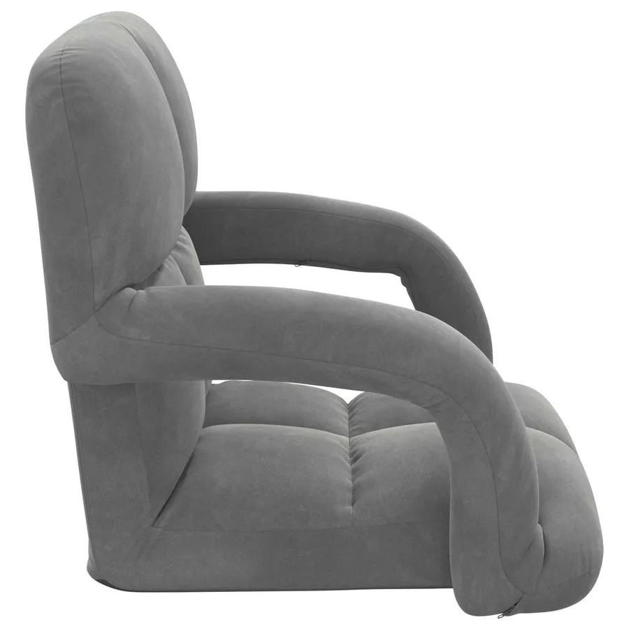 Fauteuil de sol ajustable Gris foncé Velours - 5