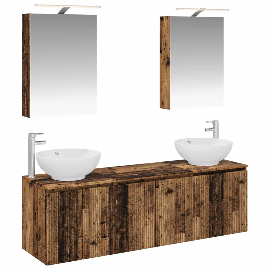 Ensemble d'armoire de salle de bain 5 pcs Bois ancien - 2