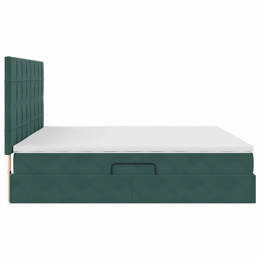 Lit de rangement LED avec matelas Vert foncé 200 x 200 cm - 11