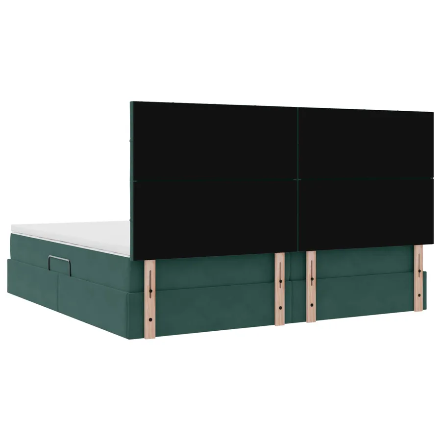 Lit de rangement LED avec matelas Vert foncé 200 x 200 cm - 12