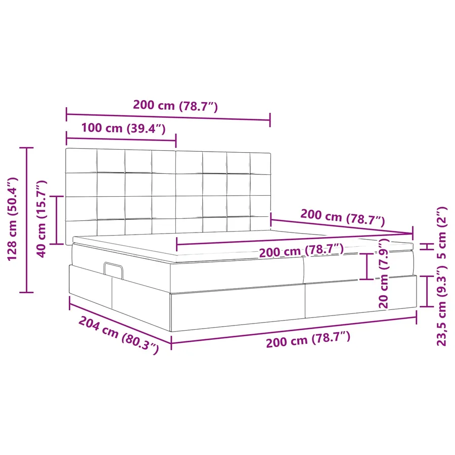 Lit de rangement LED avec matelas Vert foncé 200 x 200 cm - 18