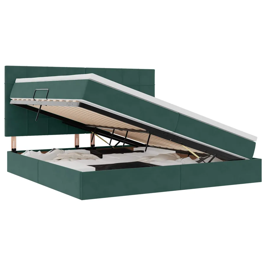 Lit de rangement LED avec matelas Vert foncé 200 x 200 cm - 2