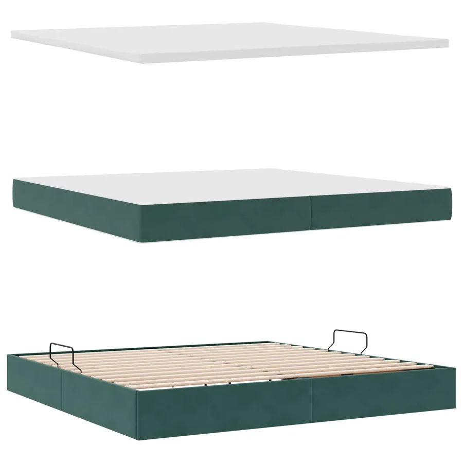 Lit de rangement LED avec matelas Vert foncé 200 x 200 cm - 9