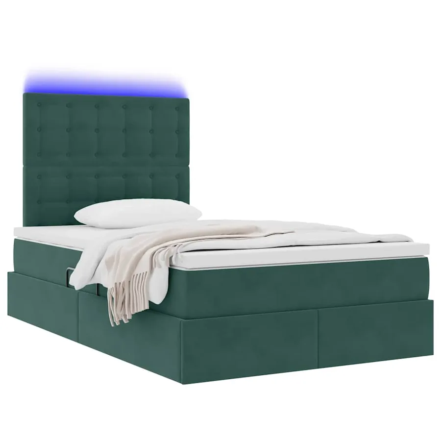 Lit de rangement LED avec matelas Vert foncé 120 x 190 cm - 3