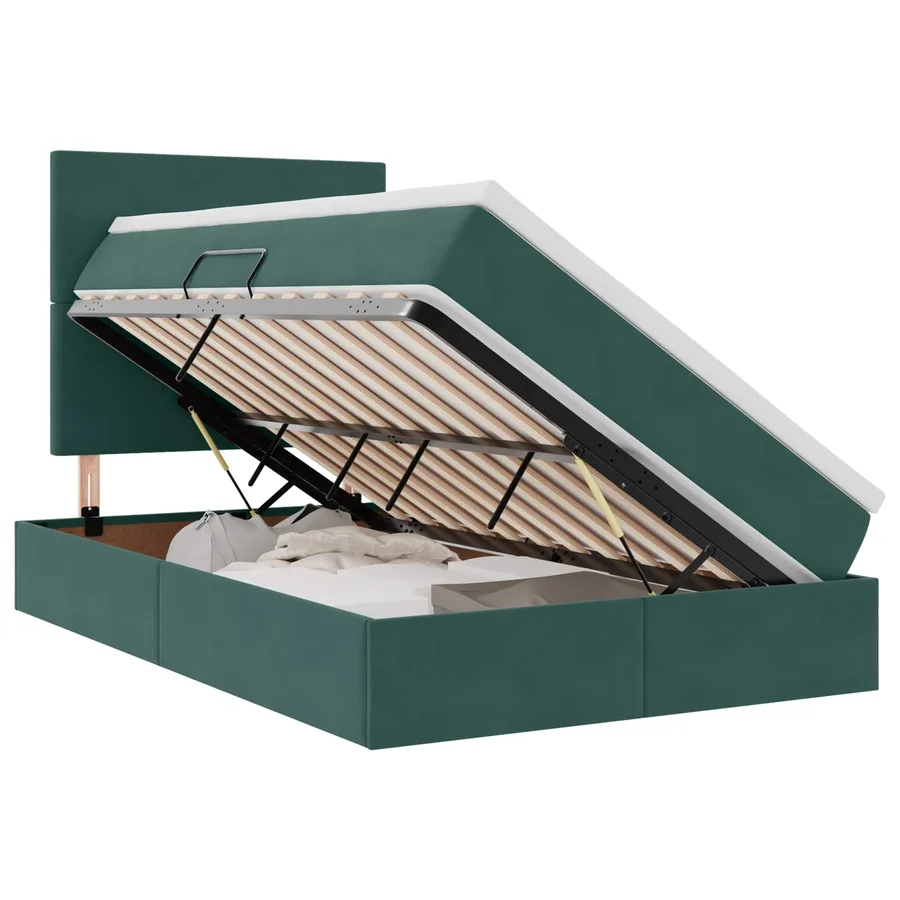 Lit de rangement LED avec matelas Vert foncé 120 x 190 cm - 2