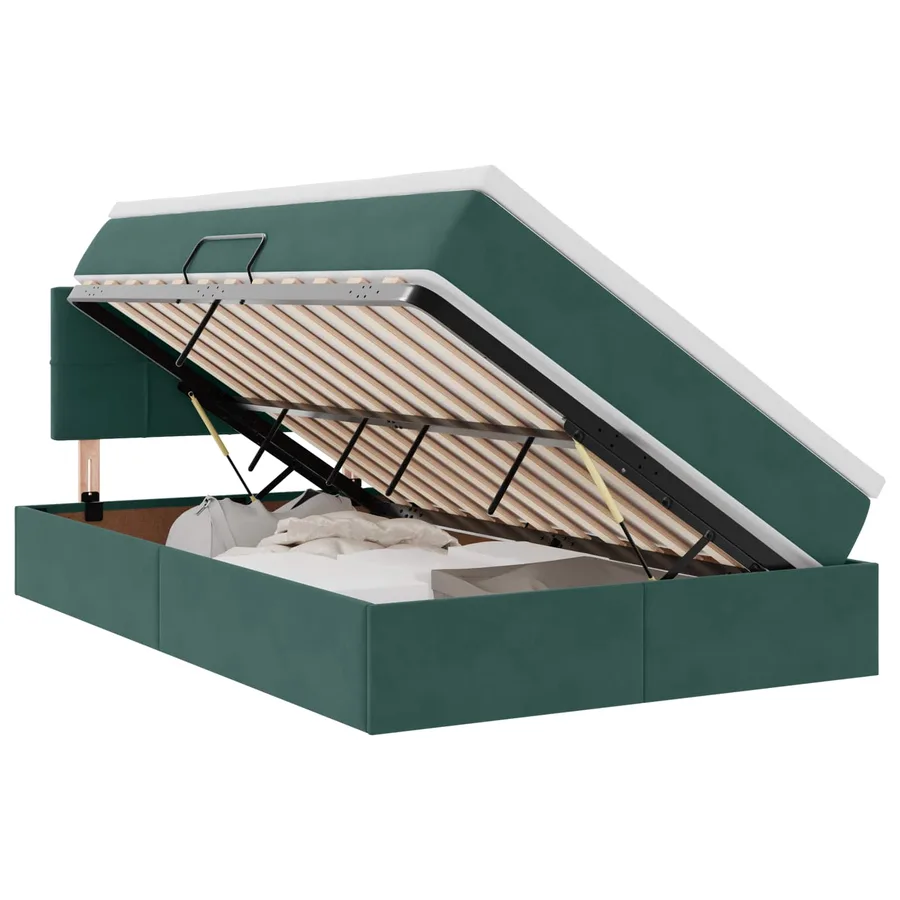 Lit de rangement LED avec matelas Vert foncé 120 x 190 cm - 2