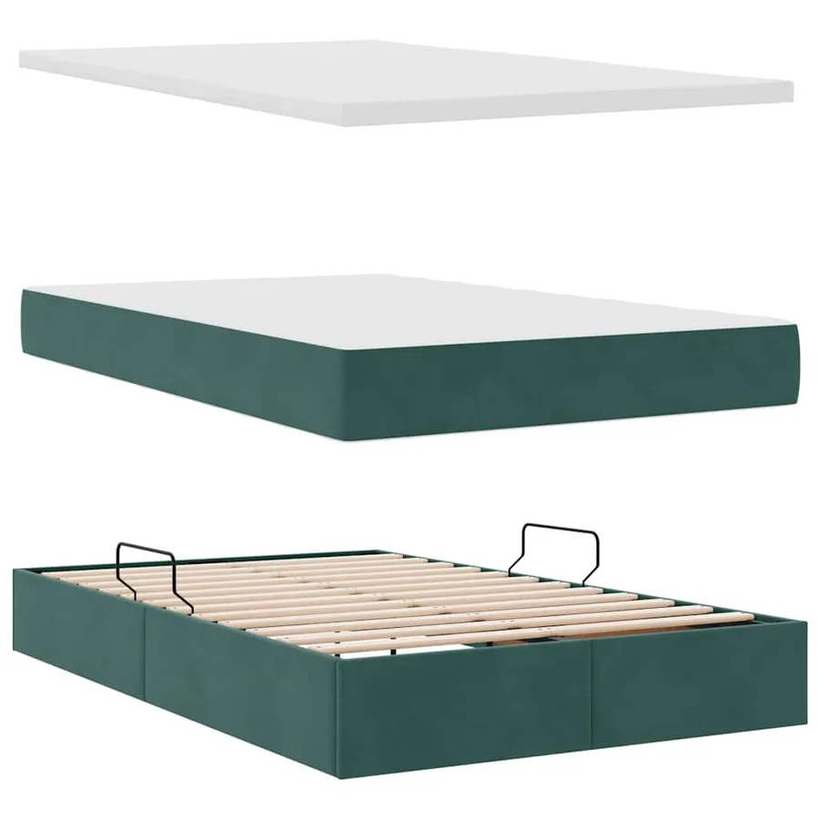 Lit de rangement LED avec matelas Vert foncé 120 x 190 cm - 9