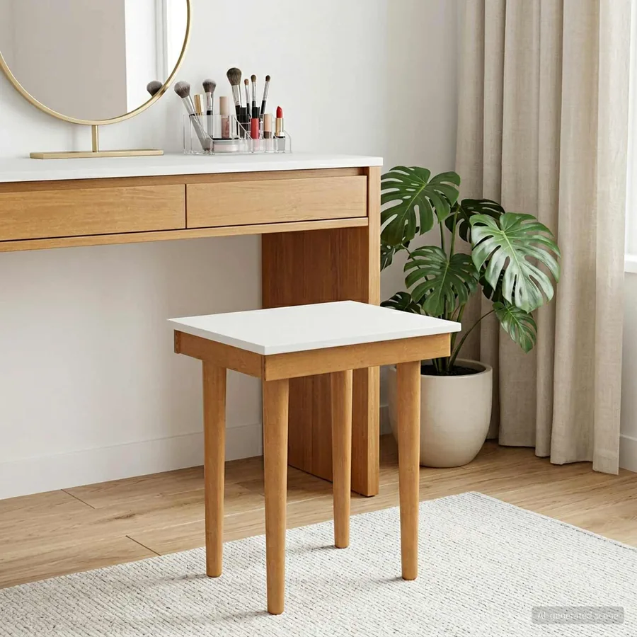 Tabouret de coiffeuse FAUSKE Blanc 40 x 33 x 45 cm