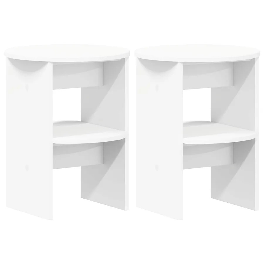 Meuble d'appoint 2 pcs Blanc Ø40 x 50 cm Bois d’ingénierie - 2