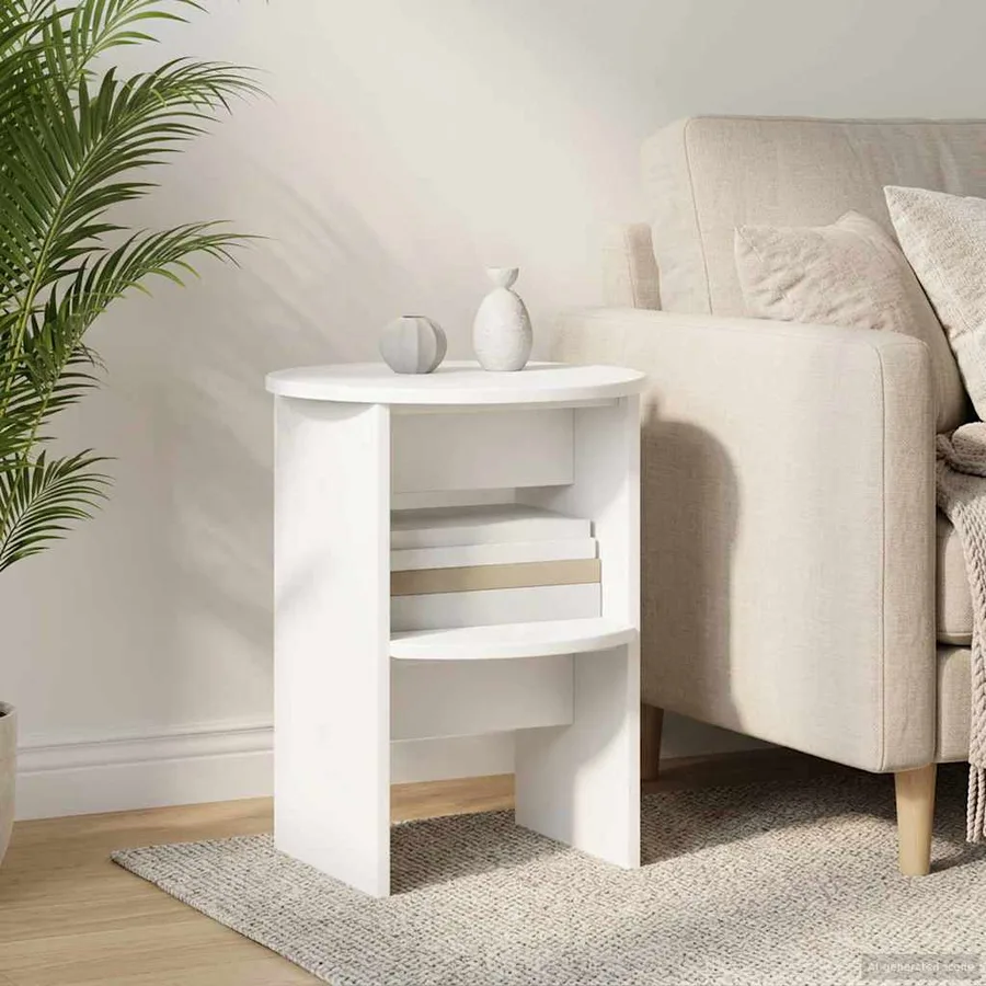 Meuble d'appoint 2 pcs Blanc Ø40 x 50 cm Bois d’ingénierie - 4