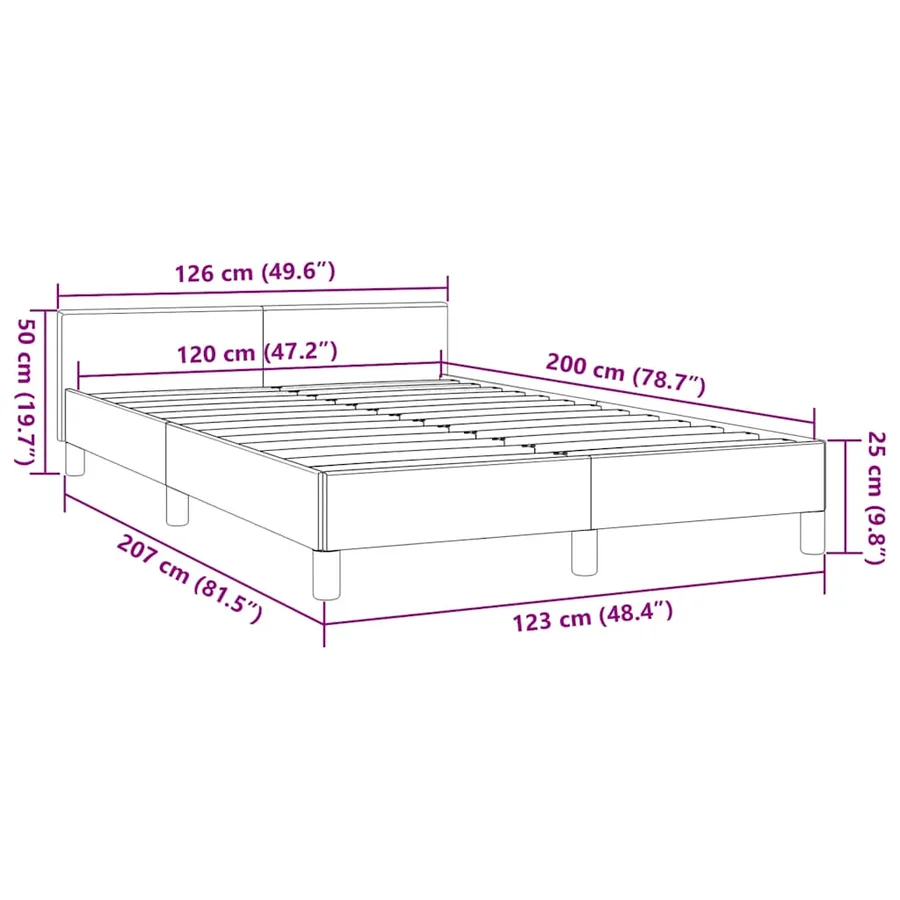 Cadre de lit sans matelas gris clair 120x200 cm tissu - 9