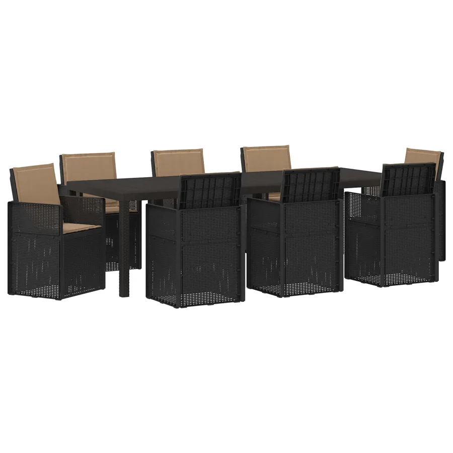 Ensemble de salle à manger pour jardin avec coussin 9 pcs PP - 2