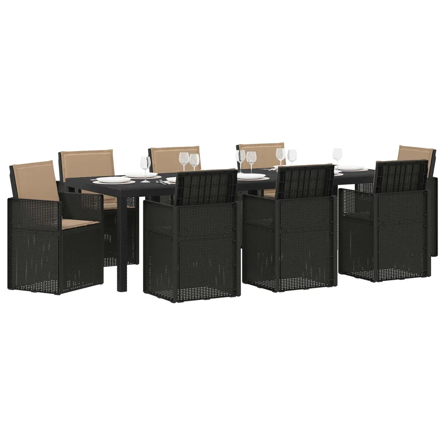 Ensemble de salle à manger pour jardin avec coussin 9 pcs PP - 3