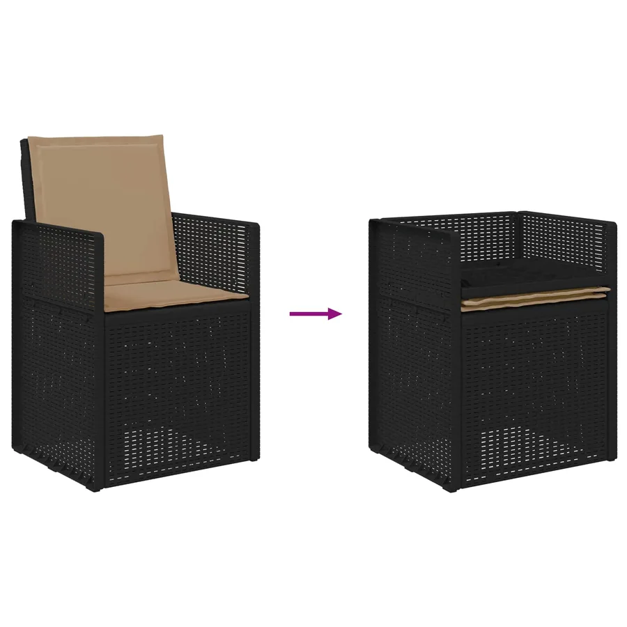 Ensemble de salle à manger pour jardin avec coussin 9 pcs PP - 9