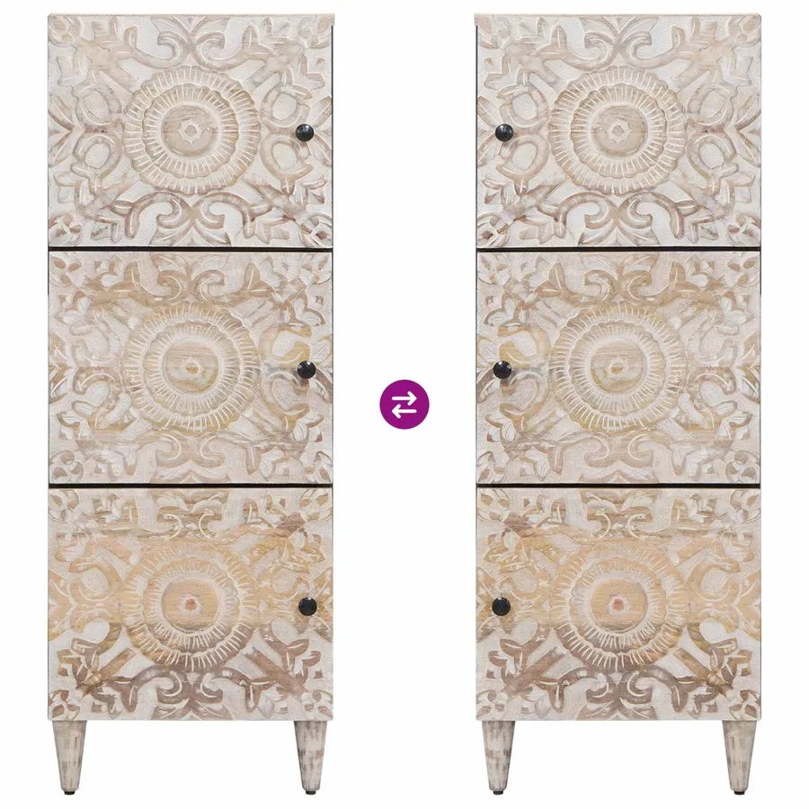Buffet Haut Blanc 40 x 33,5 x 110 cm Bois de mangue massif - 10