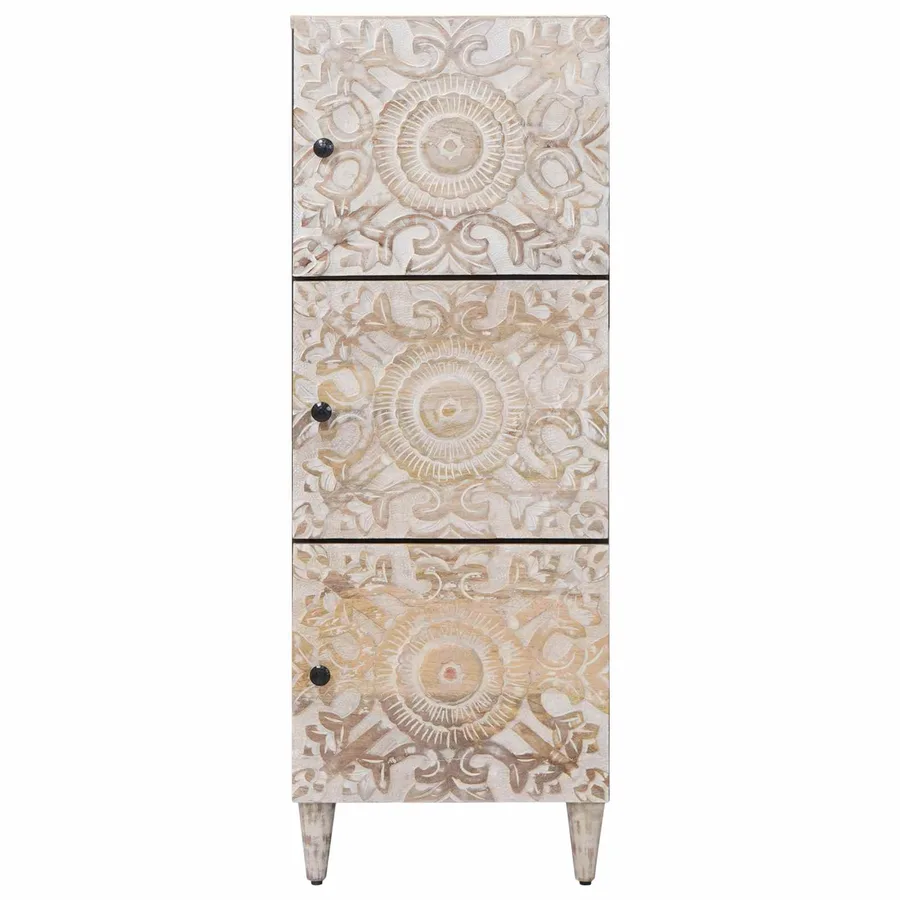 Buffet Haut Blanc 40 x 33,5 x 110 cm Bois de mangue massif - 3