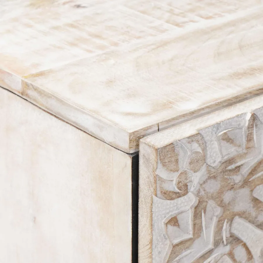 Buffet Haut Blanc 40 x 33,5 x 110 cm Bois de mangue massif - 6