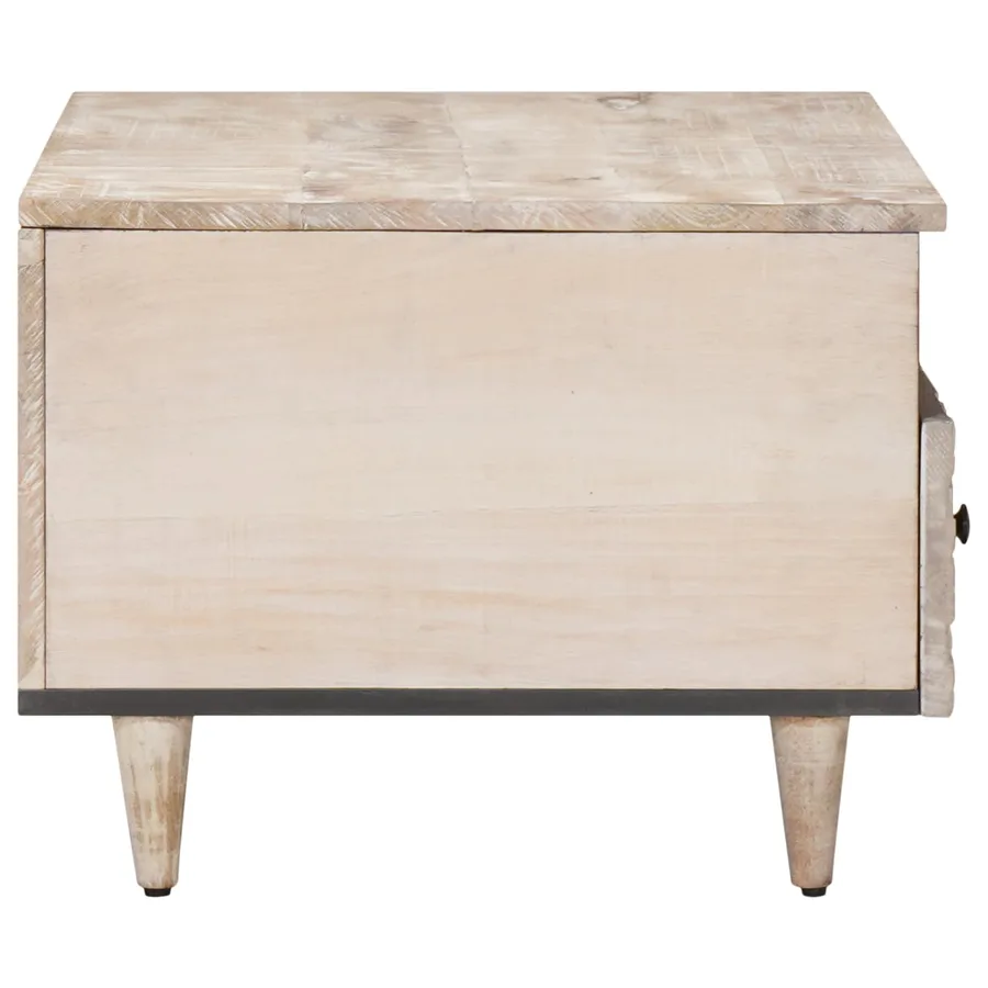 Table basse Blanc 80 x 54 x 40 cm Bois de mangue massif - 4