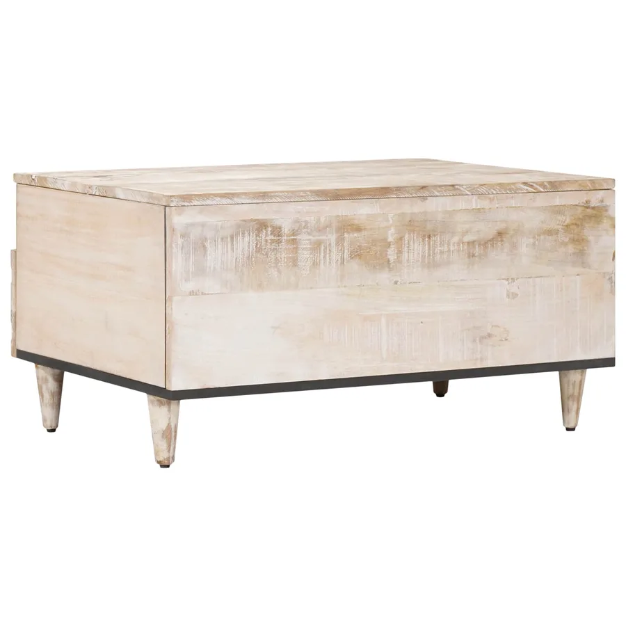 Table basse Blanc 80 x 54 x 40 cm Bois de mangue massif - 5