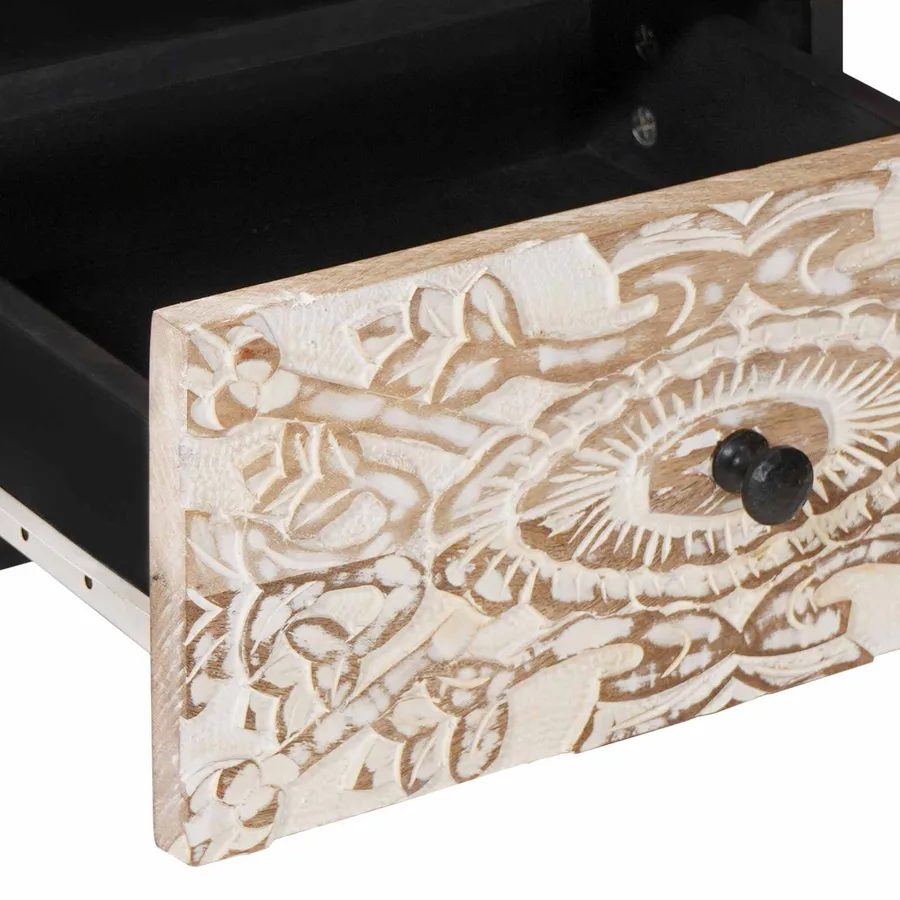 Table basse Blanc 80 x 54 x 40 cm Bois de mangue massif - 7