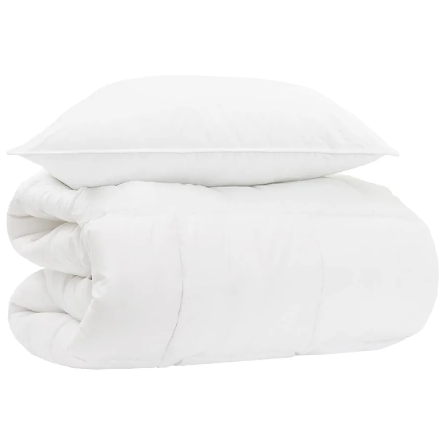 Ensemble de Duvet avec oreiller 2 pcs Blanc Bambou