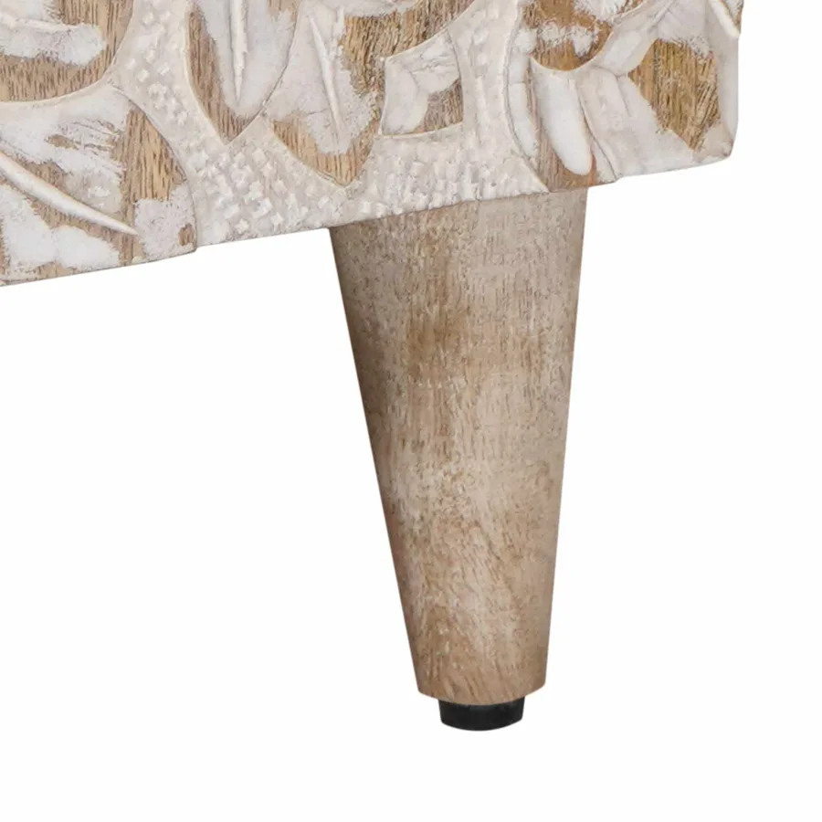 Meuble TV Blanc 80 x 31,5 x 46 cm Bois de mangue massif - 8