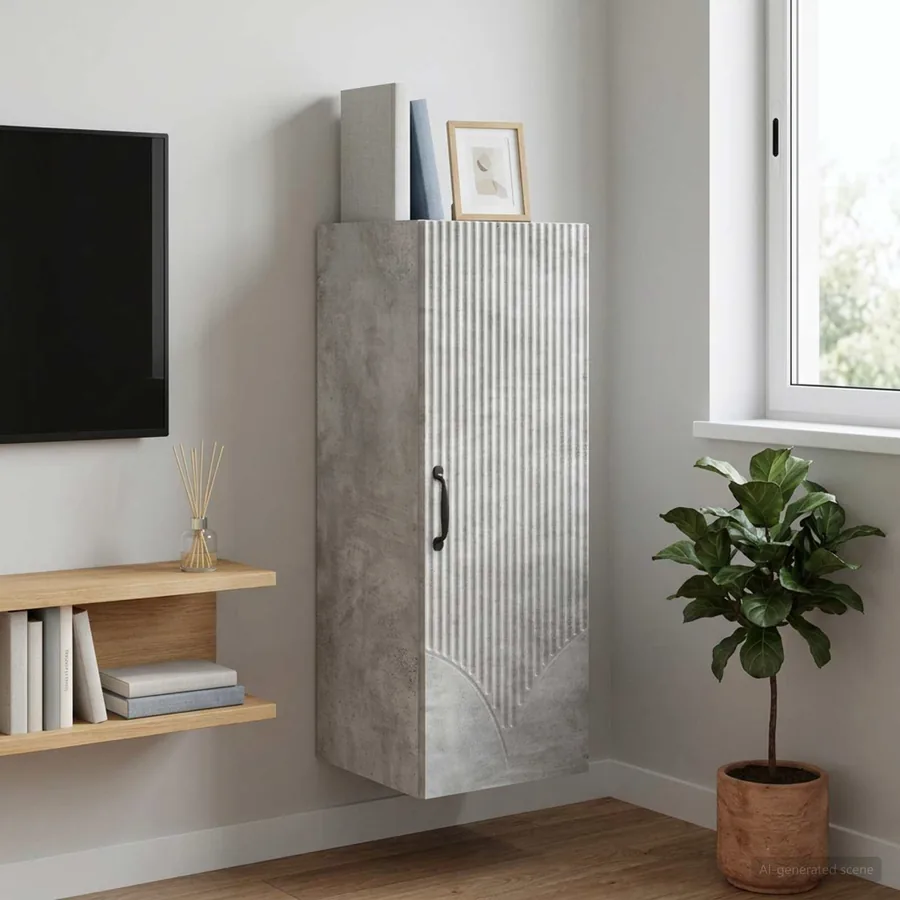 Armoire Murale Gris béton 33 x 34,5 x 90 cm Bois d'ingénierie