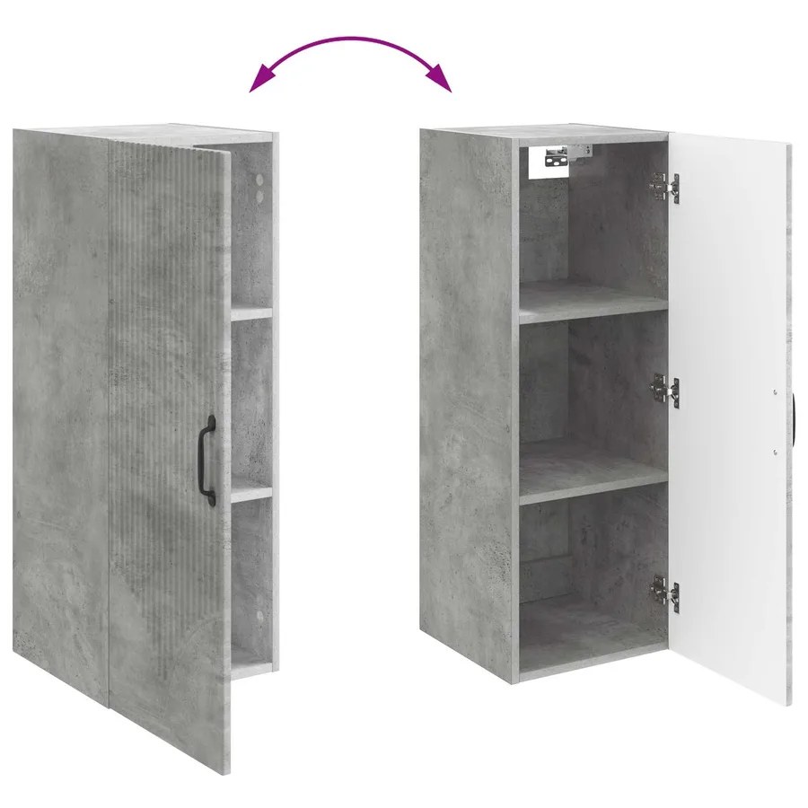 Armoire Murale Gris béton 33 x 34,5 x 90 cm Bois d'ingénierie - 8