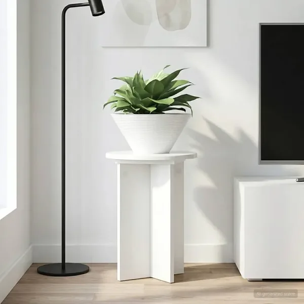 Support de Plante 2 pcs Blanc brillant Ø29,5 x 40 cm