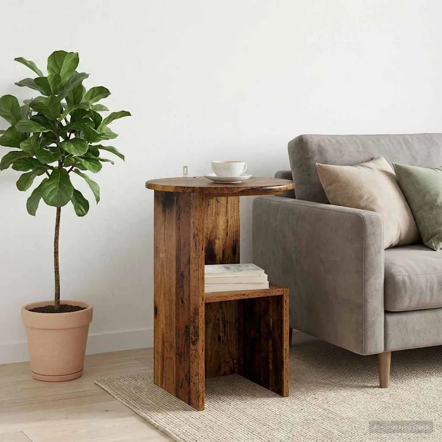 Table d'appoint Bois ancien Ø 39,5 x 55 cm Bois d'ingénierie - 4