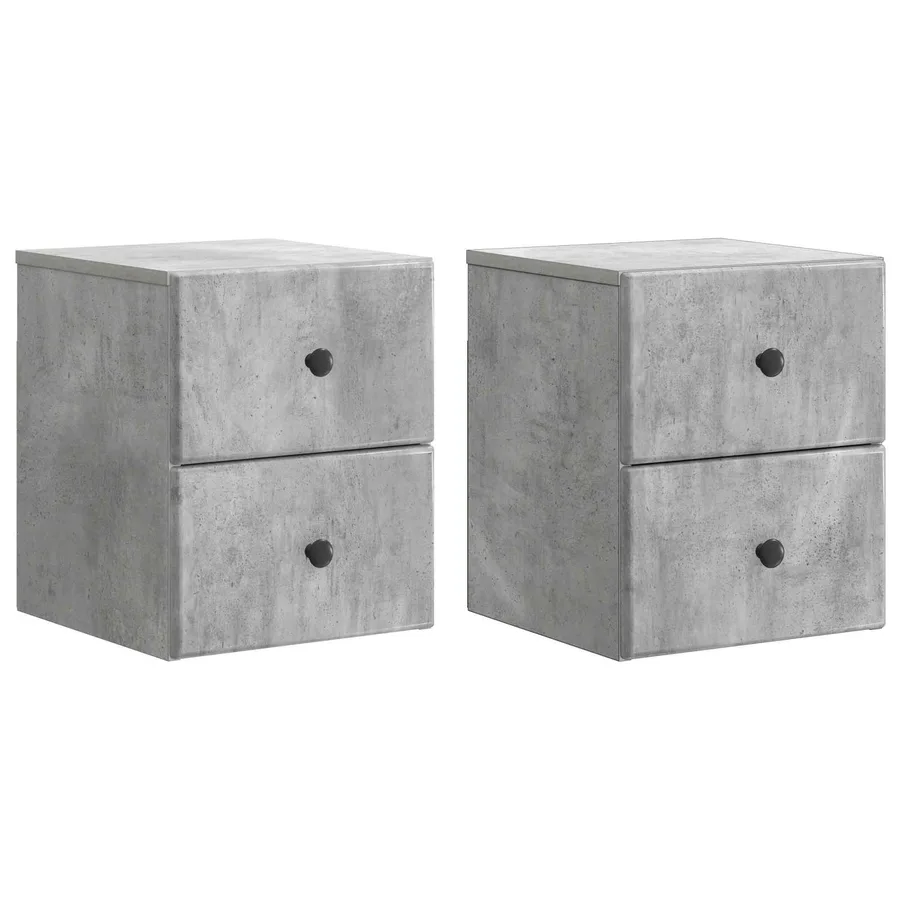 Cabinet de chevet mural 2 pcs Gris béton 34,5 x 33 x 40 cm - 2