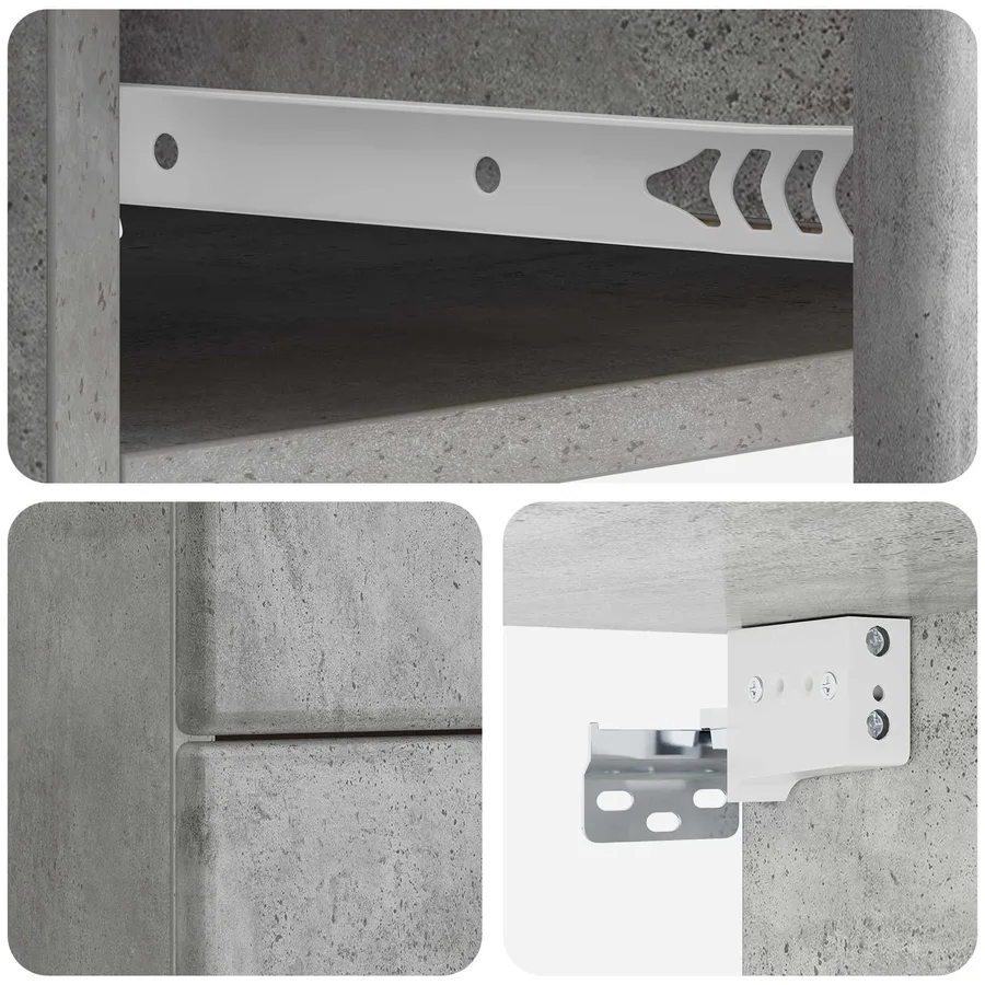Cabinet de chevet mural 2 pcs Gris béton 34,5 x 33 x 40 cm - 8