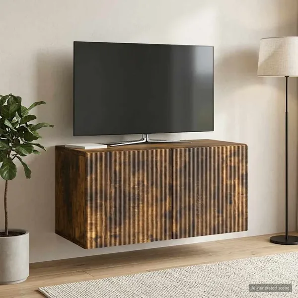 Meuble TV mural Chêne fumé 59,5 x 31 x 30 cm Bois d'ingénierie