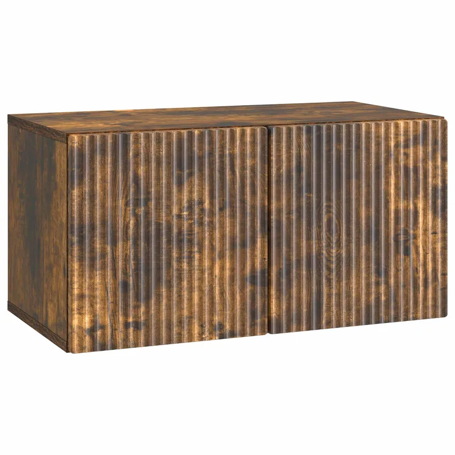 Meuble TV mural Chêne fumé 59,5 x 31 x 30 cm Bois d'ingénierie - 2