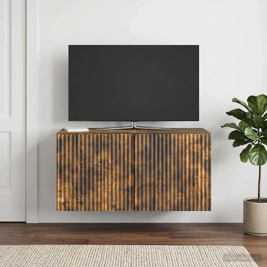 Meuble TV mural Chêne fumé 59,5 x 31 x 30 cm Bois d'ingénierie - 4