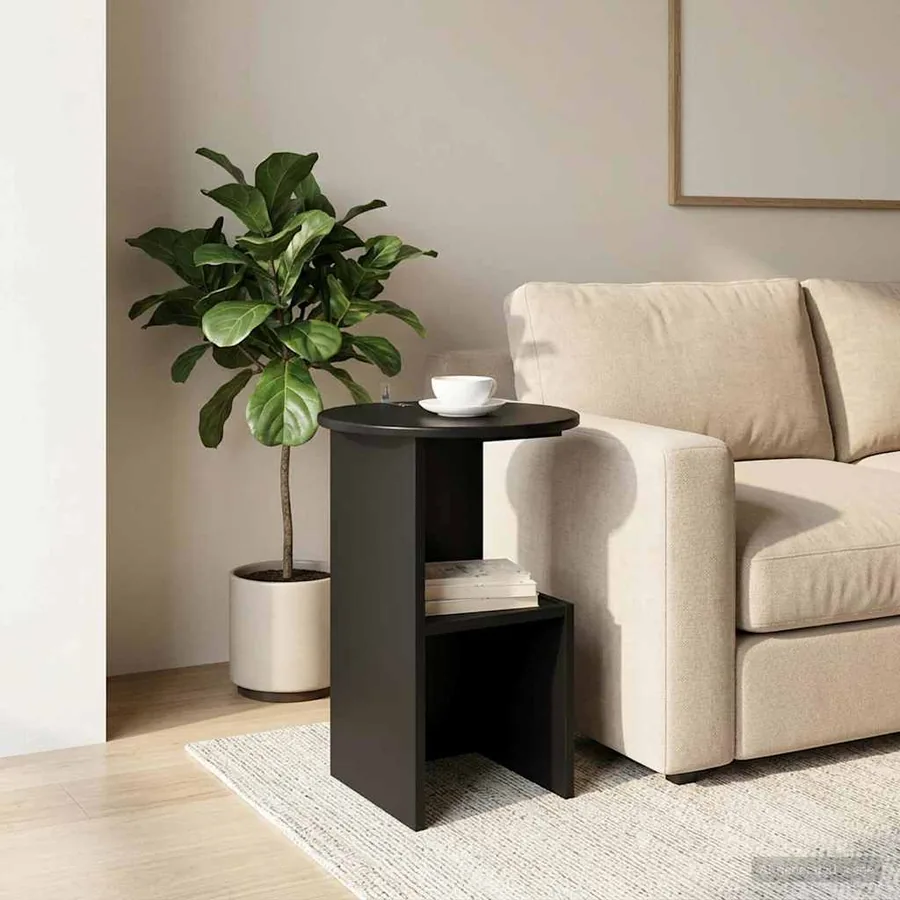 Table d'appoint Chêne noir Ø 39,5 x 55 cm Bois d'ingénierie